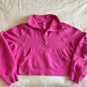 Lululemon Athletica Vibrant Pink Cropped Half Zip Scuba